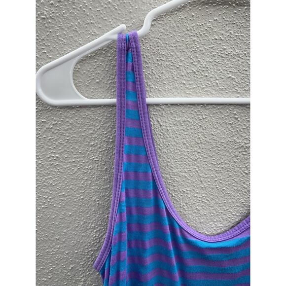 Womens Just Love Dress Size Medium Blue and Purple Striped Sleeveless - Picture 4 of 10